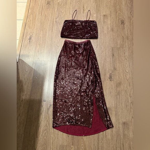 Bishop + Young Sublime Cami and Sublime Slip Midi Skirt Set burgundy Size S NWT - Picture 3 of 4